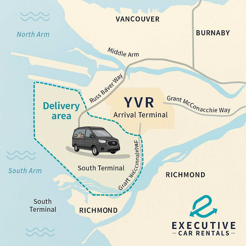 "Executive car rental delivery Vancouver to Whistler"