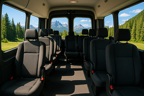 Interior picture of 12 passenger rental van vancouver 3